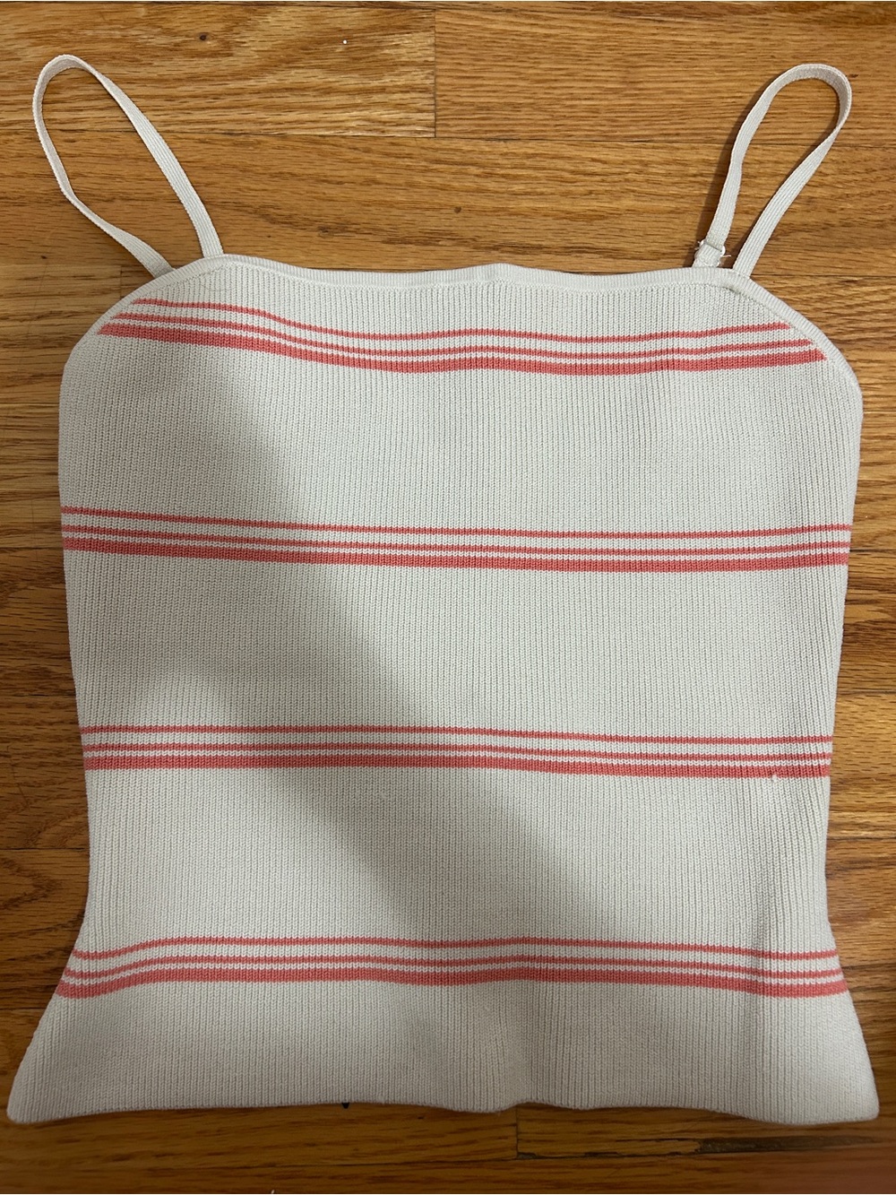 Aritzia Babaton sculpt knit ribbed red and cream striped tank top